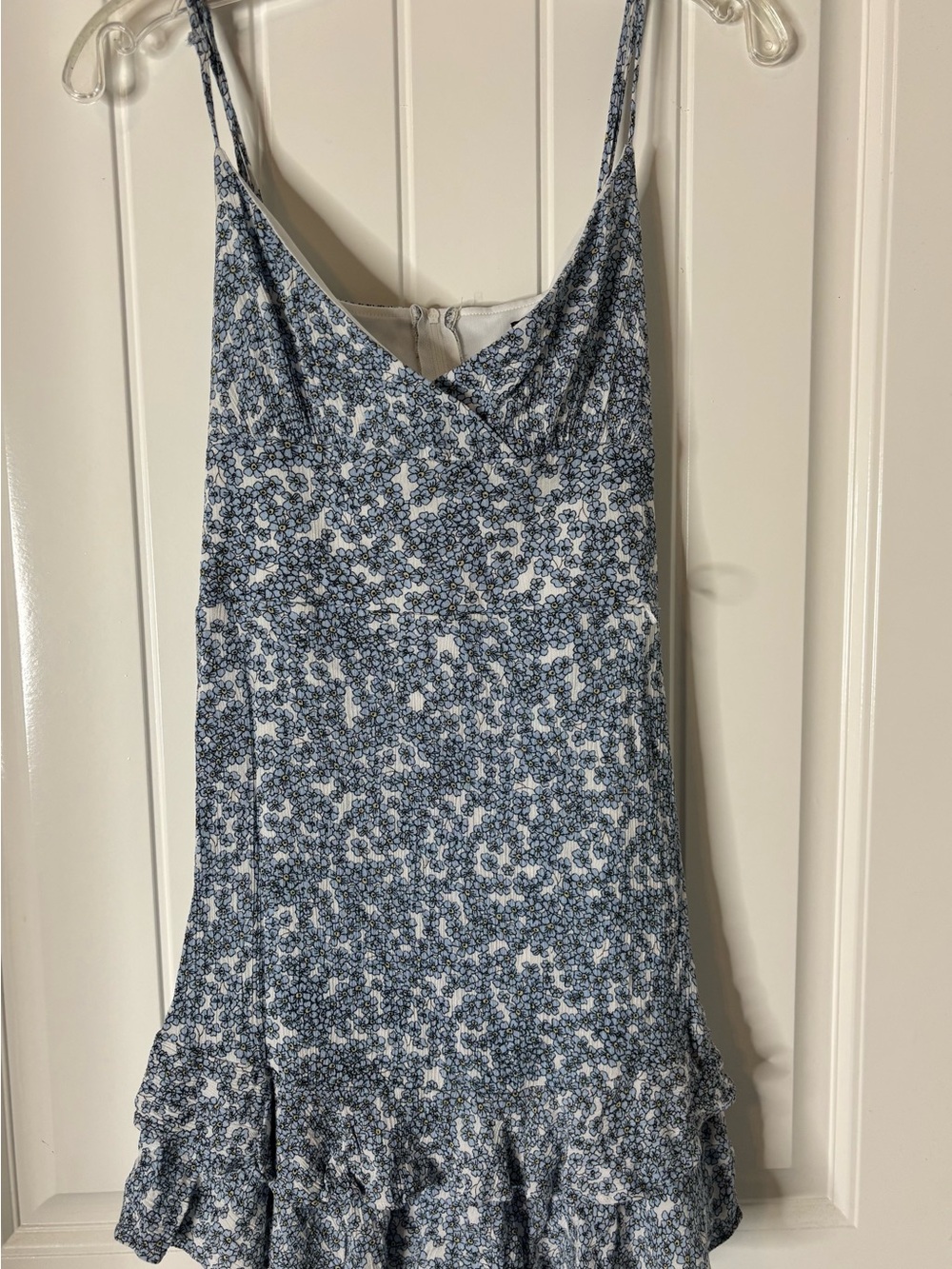 B. Smart Blue Floral Ruffle-Hem Spaghetti Strap Camisole